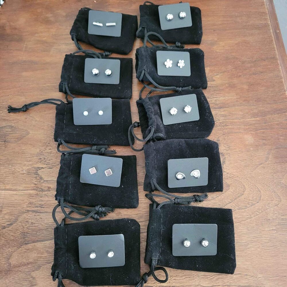 NEW 10 Pairs of Stud Earrings with dustbags